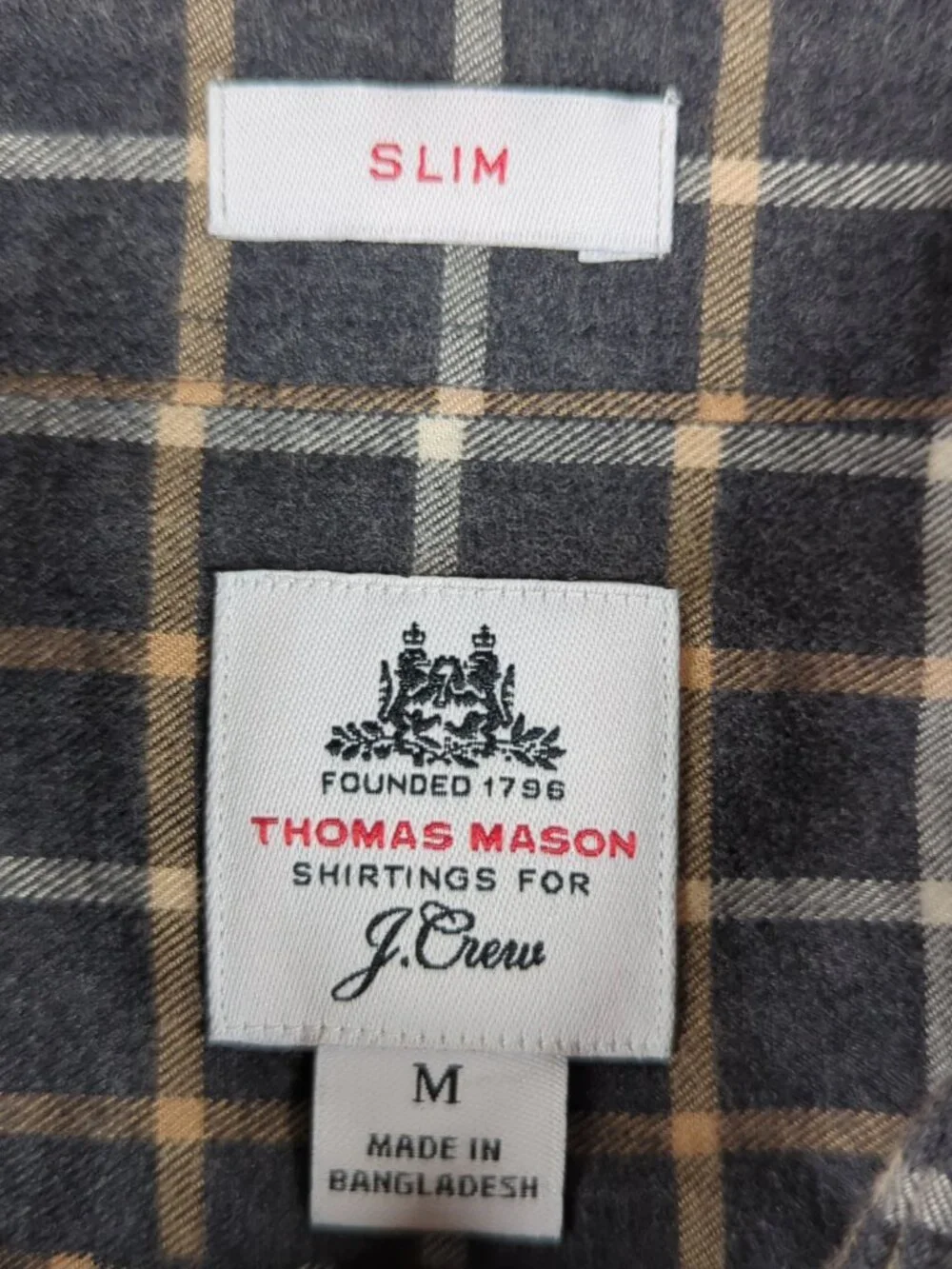 Thomas Mason For J Crew Shirt Men's Medium Slim Fit Long Sleeve Flannel
